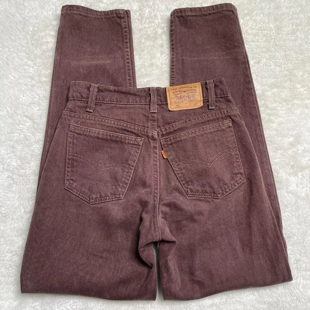 Vintage Levi's Women's Brown Student 550 Mid Rise Jeans Orange Tab Size 27 - Picture 4 of 9